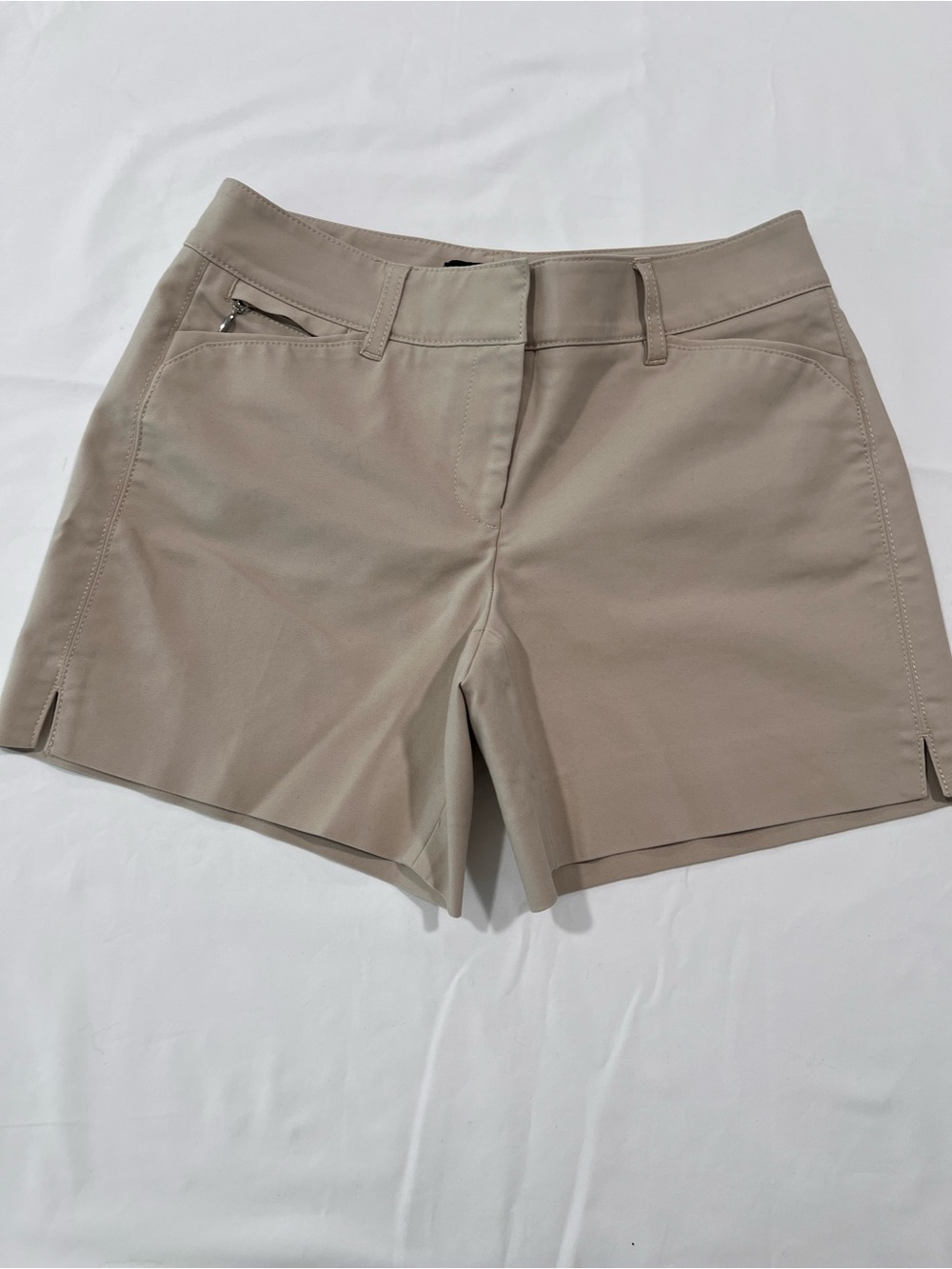 White House Black Market Beige Stretch Bermuda Shorts